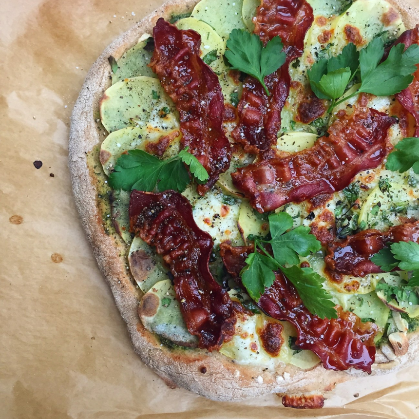 Pizza Blanco – Hvid pizza med pesto