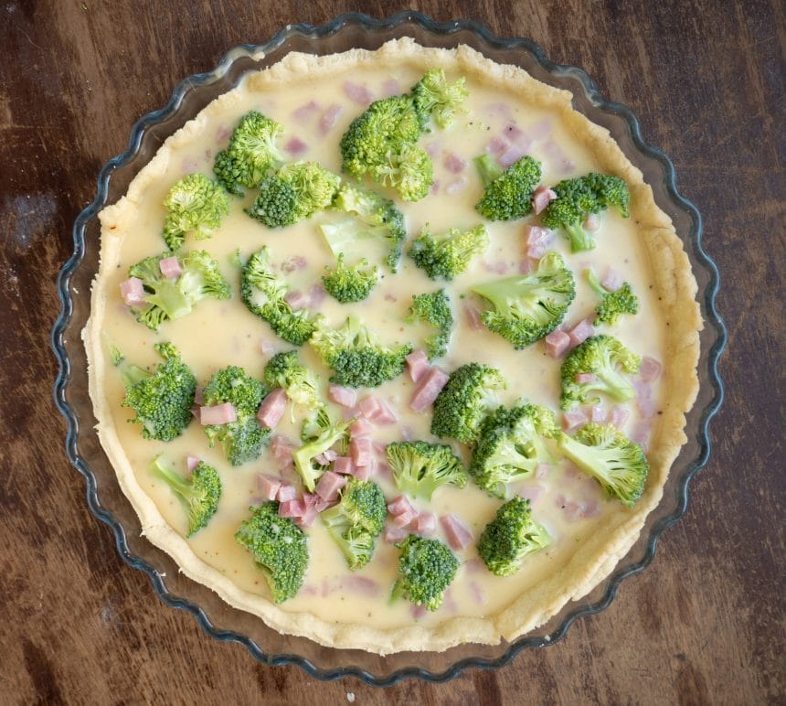 Nem opskrift på tærte med skinke og broccoli